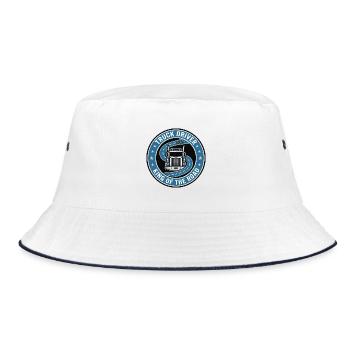 Lkw-Fahrer-König der Straßen-Sattelschlepper-Abzeichen-Geschenk - Bucket Hat - Weiß/Navy - Vorne