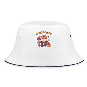 Süßer Teufelsziegen-Süßes-oder-Saures-Witz – Wortspiel mit Ziegenbonbons - Bucket Hat - Weiß/Navy - Vorne