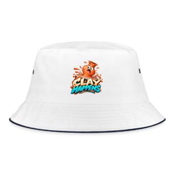 Clay Happens – Tonkunst Humor Shirt - Bucket Hat - Weiß/Navy - Vorne