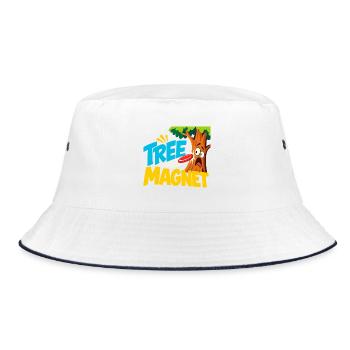 Baum Magnet Cartoon Abenteuer - Bucket Hat - Weiß/Navy - Vorne