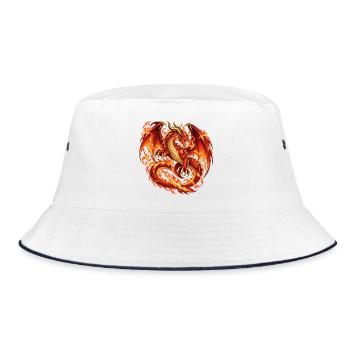 Inferno-Feuerdrache - Bucket Hat - Weiß/Navy - Vorne