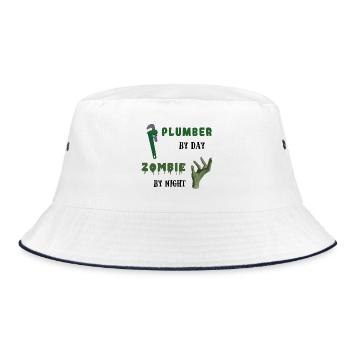 Plumber by day Zombie by night - Rohrzange - Bucket Hat - Weiß/Navy - Vorne