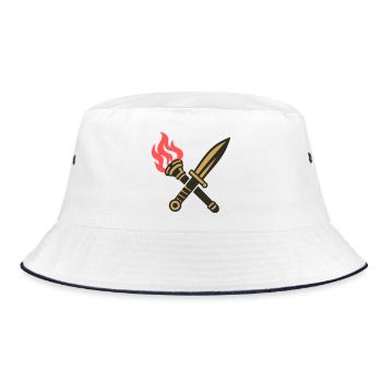 Schwert Fackel Wappen Logo - Bucket Hat - Weiß/Navy - Vorne