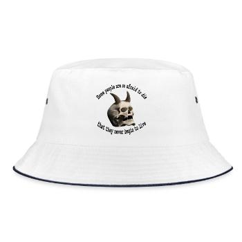 Some people are so afraid to die - Totenkopf - Bucket Hat - Weiß/Navy - Vorne