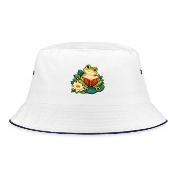 Froschleser auf Seerosen - Bucket Hat - Weiß/Navy - Vorne