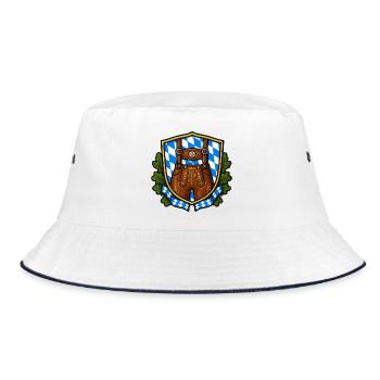 Bayerisches Lederhosen Wappen - Bucket Hat - Weiß/Navy - Vorne