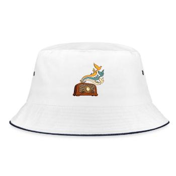 Radiowellen werden zu Vögeln - Bucket Hat - Weiß/Navy - Vorne