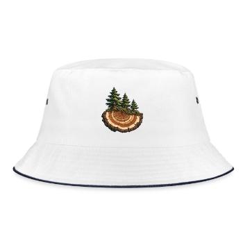 Baumringe werden zum Wald - Bucket Hat - Weiß/Navy - Vorne
