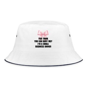 Lustiger Kleinunternehmer Coquette Bow - Bucket Hat - Weiß/Navy - Vorne