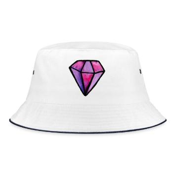 Lila Aquarell-Diamant-Edelstein - Bucket Hat - Weiß/Navy - Vorne