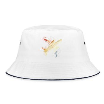 Flugzeug Skizze Vintage - Bucket Hat - Weiß/Navy - Vorne