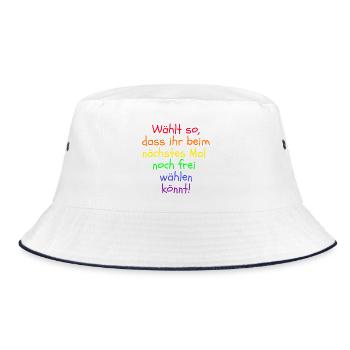WÄHLT SO DASS IHR NOCH FREI WÄHLEN KÖNNT, FRIEDEN - Bucket Hat - Weiß/Navy - Vorne