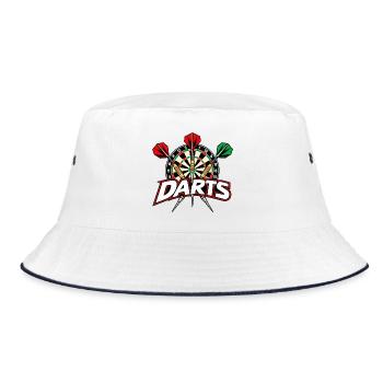Dartboard - Dartspiel - Darts Bilder - Bucket Hat - Weiß/Navy - Vorne