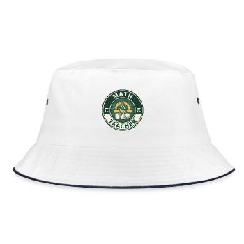 Vintage Mathematiklehrer-Gradmesser-Geometrie-Abzeichen oben - Bucket Hat - Weiß/Navy - Vorne