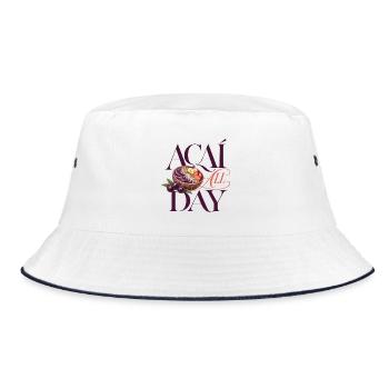 Açaí All Day Bowl - Acai Bowl Design - Bucket Hat - Weiß/Navy - Vorne