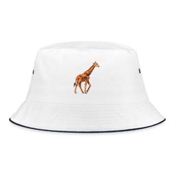 Poly Stil Giraffe - Bucket Hat - Weiß/Navy - Vorne