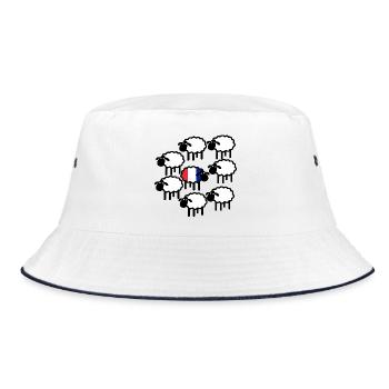 Einzelne französische Schafe | Pyrenäenlinien-Labor - Bucket Hat - Weiß/Navy - Vorne