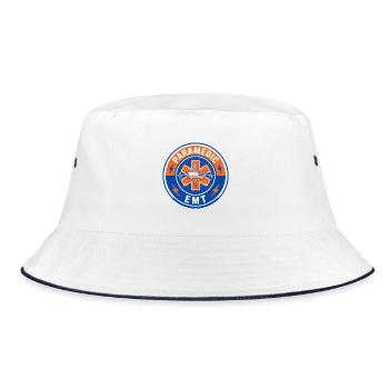 Vintage Paramedic EMT Star Of Life Ambulanzdeckel - Bucket Hat - Weiß/Navy - Vorne