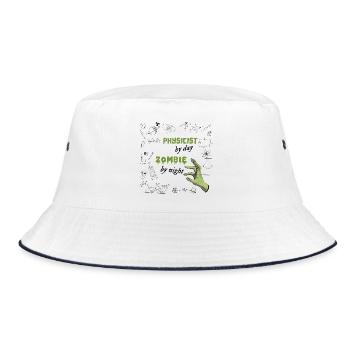 Physicist by day Zombie by night - Physik Formeln - Bucket Hat - Weiß/Navy - Vorne