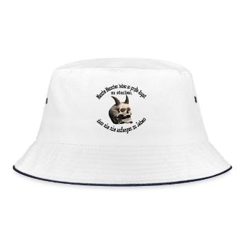 Manche Menschen haben Angst zu sterben - Totenkopf - Bucket Hat - Weiß/Navy - Vorne