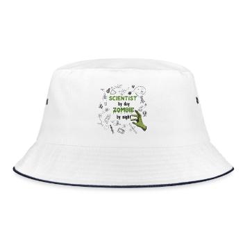 Scientist by day Zombie by night - Wissenschaftler - Bucket Hat - Weiß/Navy - Vorne