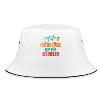 Ich bremse nur für Eisdielen – Fahrrad Spruch - Bucket Hat - Weiß/Navy - Vorne