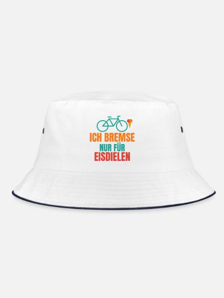 Ich bremse nur für Eisdielen – Fahrrad Spruch - Bucket Hat - Weiß/Navy
