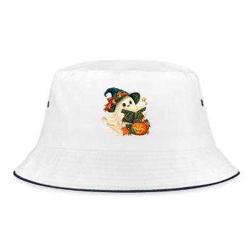 Ghost Reader Halloween verzaubert - Bucket Hat - Weiß/Navy - Vorne