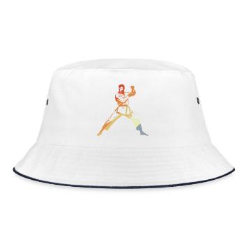 Karate Vintage Look - Bucket Hat - Weiß/Navy - Vorne