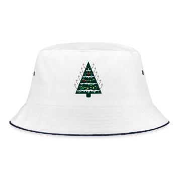 Weihnachtsbaum, Golfen Golfschläger - Bucket Hat - Weiß/Navy - Vorne