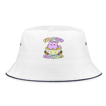 Full of Soup Zero Thoughts - Bucket Hat - Weiß/Navy - Vorne