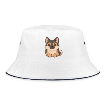 Deutscher Schäferhund - Bucket Hat - Weiß/Navy - Vorne