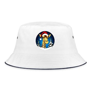 Giraffen Weihnachten - Bucket Hat - Weiß/Navy - Vorne