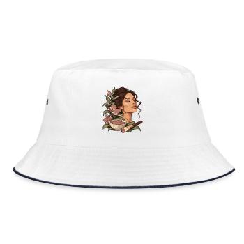 Botanisches Gesichtsritual - Bucket Hat - Weiß/Navy - Vorne