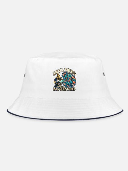 Kleine Dinge, große Fragen Mikrobiologie - Bucket Hat - Weiß/Navy