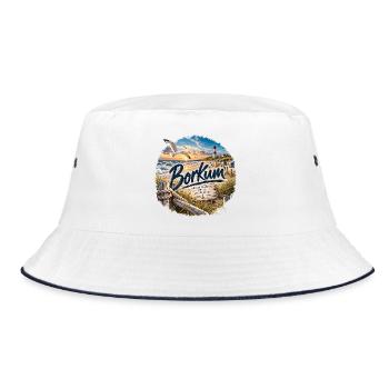 Borkum Küstenzauber Strand Leuchtturm - Bucket Hat - Weiß/Navy - Vorne