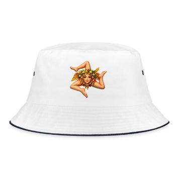 Sizilianische Trinacria - Bucket Hat - Weiß/Navy - Vorne