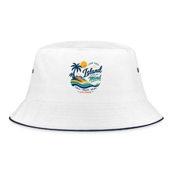Island Mind – Gute Vibes Insel - Bucket Hat - Weiß/Navy - Vorne