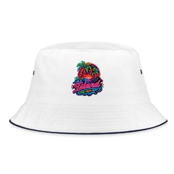 Neon Insel Sunset Relax - Bucket Hat - Weiß/Navy - Vorne
