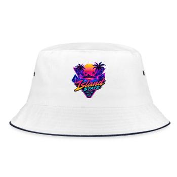 Insel Neon Retro Sunset - Bucket Hat - Weiß/Navy - Vorne
