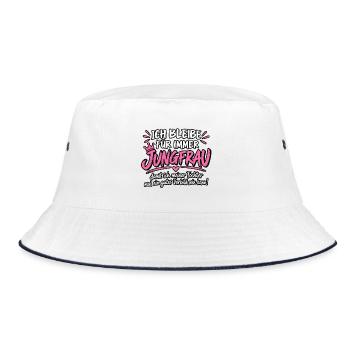 Ich bleibe für immer Jungfrau Vorbild - Bucket Hat - Weiß/Navy - Vorne