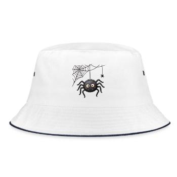 Spinne im Netz Halloween-Anhänger - Bucket Hat - Weiß/Navy - Vorne