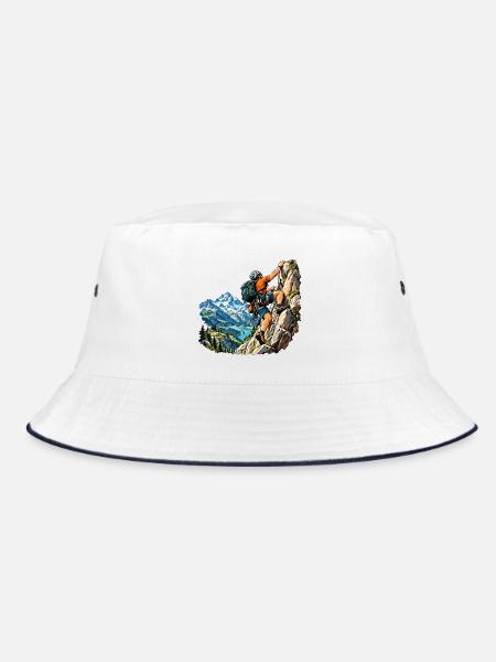 Kletter Abenteuer für Bergsteiger - Bucket Hat - Weiß/Navy