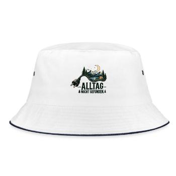 Alltag Nicht Gefunden – Nachtcamping - Bucket Hat - Weiß/Navy - Vorne