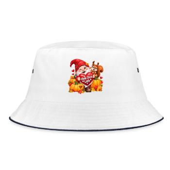 Herbstgnom Hab Dich Lieb - Bucket Hat - Weiß/Navy - Vorne