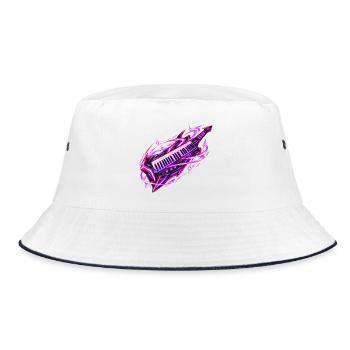 Neon Galaxy Keytar - Bucket Hat - Weiß/Navy - Vorne