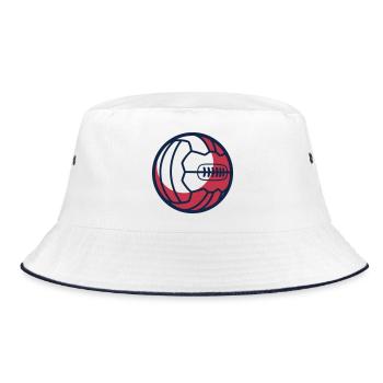 Retro Fussball Lederball Icon - Bucket Hat - Weiß/Navy - Vorne