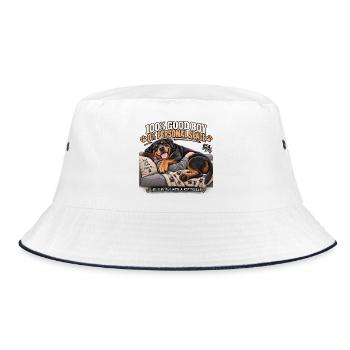 Rottweiler Cozy auf Sofa - Bucket Hat - Weiß/Navy - Vorne