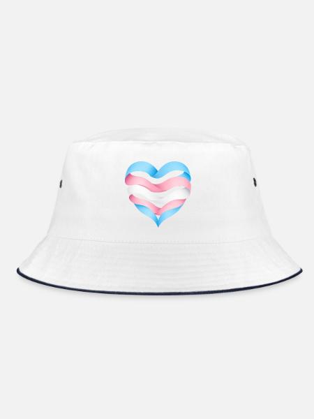Transgender Herzdesign S1 - Bucket Hat - Weiß/Navy
