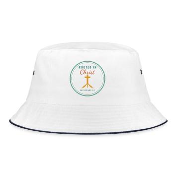 Rooted in Christ – Colossians 2:7 Christian - Bucket Hat - Weiß/Navy - Vorne